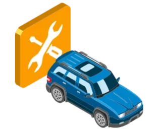 Ícone de veículo utilitário e ferramentas representando o módulo de controle de manutenção preventiva da Cellblock.