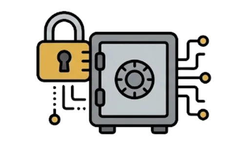 Ícone de cofre e cadeado representando a camada de segurança reforçada da isca de carga Cellblock.